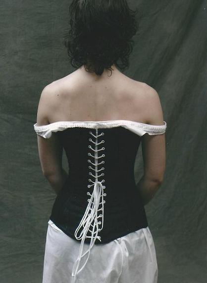 historical corset c:1840's, back view.  Model: Alix Carr-Harris